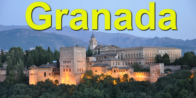 Granada cityscape with the Alhambra on the hill above the city